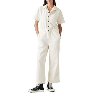 Levi’s Women’s Denim White Heritage Short Sleeve Overall Jumpsuit Sz Medium NWT